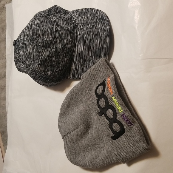1 BILL CAP & 1 BOBA Beanie, Gray w embroidered words and Bl/Wh/gray cap - Picture 1 of 5